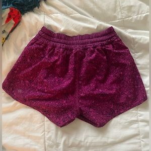 Lululemon tracker shorts 4 inch. purple pattern good condition barley used.